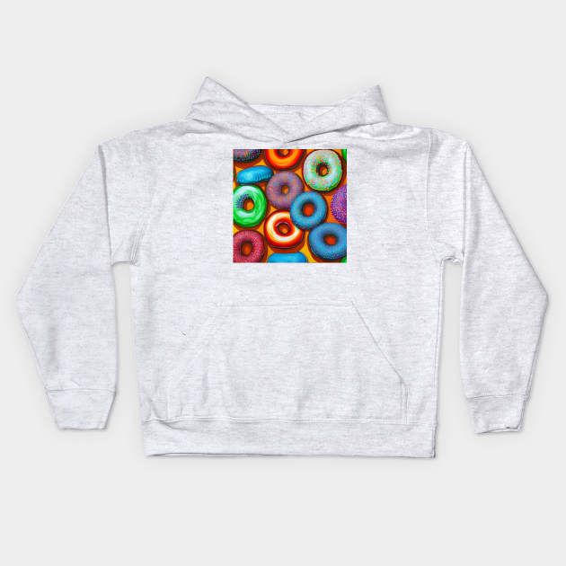 Colorful Donuts Orange Kids Hoodie by BlakCircleGirl